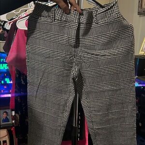 George Black and White Plaid Straight Leg Pants